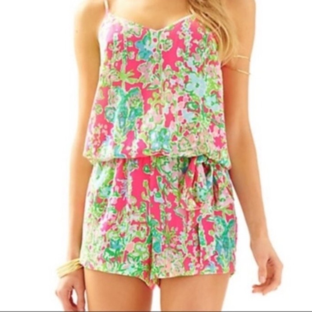 Lilly Pulitzer Deanna Romper in Flamingo Pink Southern Charm NEW W/ TAGS